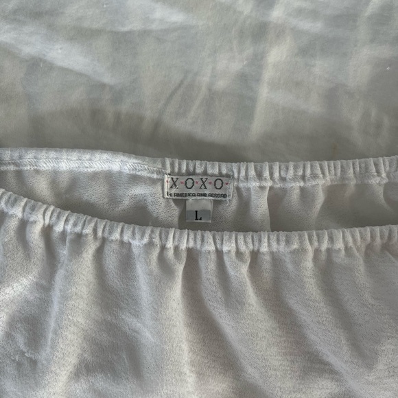 XOXO y2k long sleeve off the shoulder stacked white mesh shirt - Picture 4 of 4